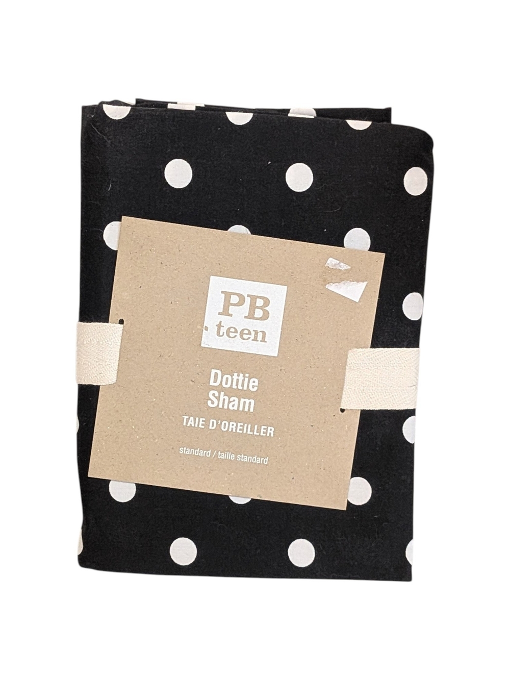 NWT Pottery Barn Teen PB Teen Dottie Standard Sham Black White Polka Dot